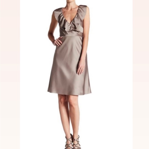 J. CREW Gold Satin Ruffle Dress - Picture 1 of 5